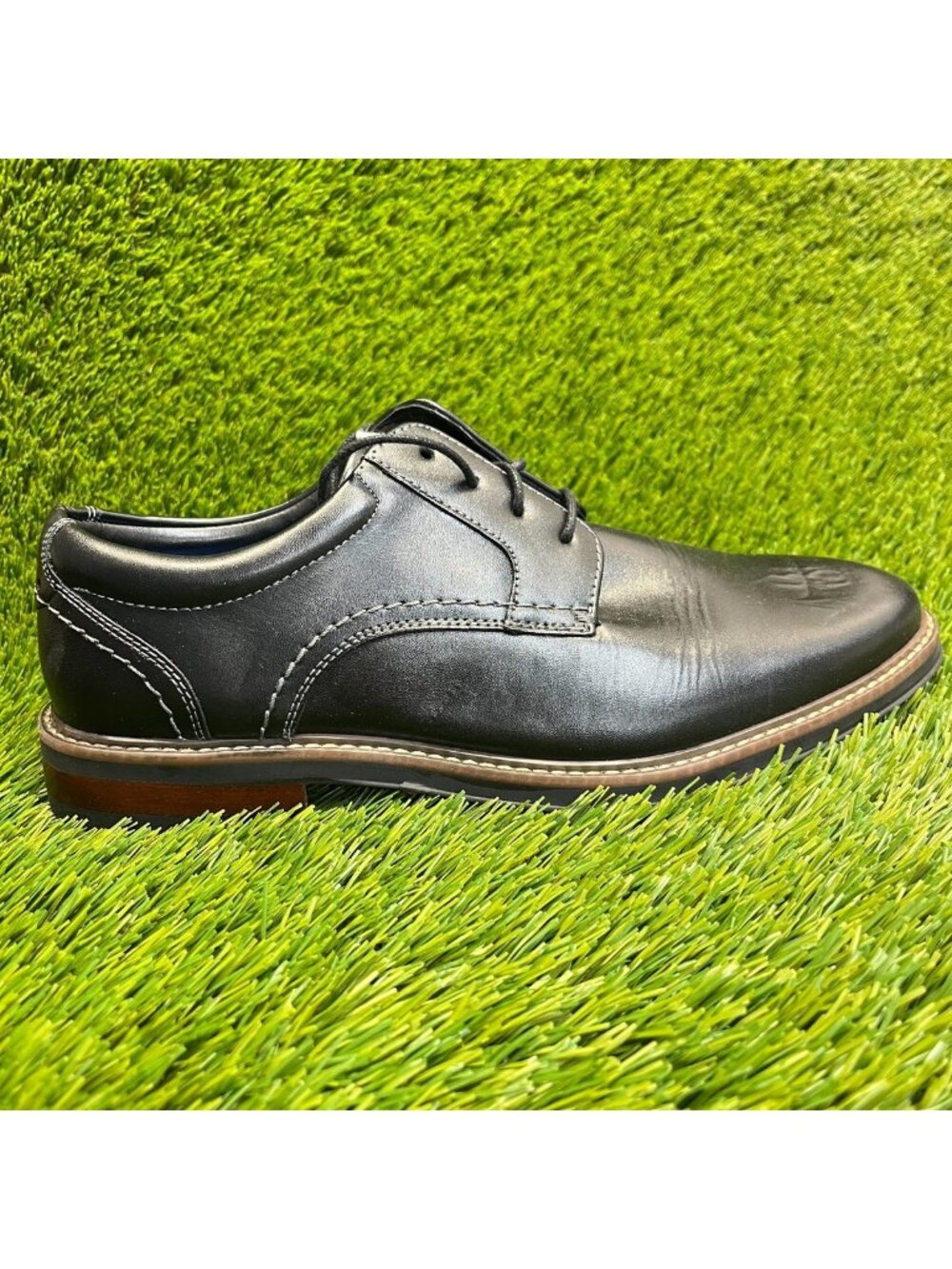 Nunn Bush Westfield Mens Size 8 Black Classic Plain Toe Oxford Dress Shoes‎